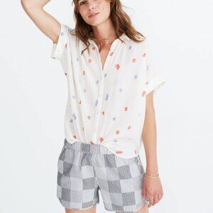Madewell short sleeve button down, embroidered flowers